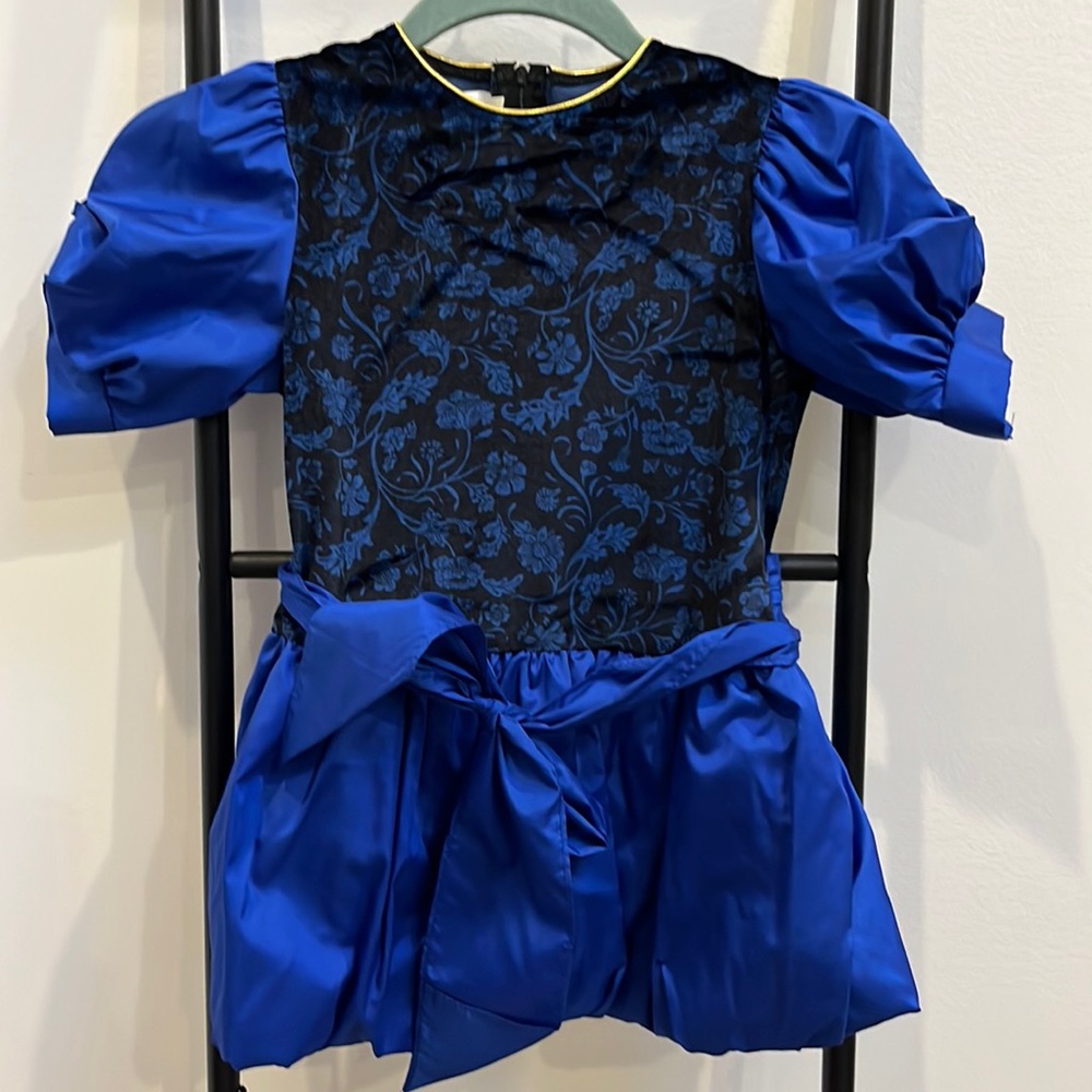 Vintage Pretty as a Picture Velour Floral Balloon Short Sleeve Girl Dress Size 5